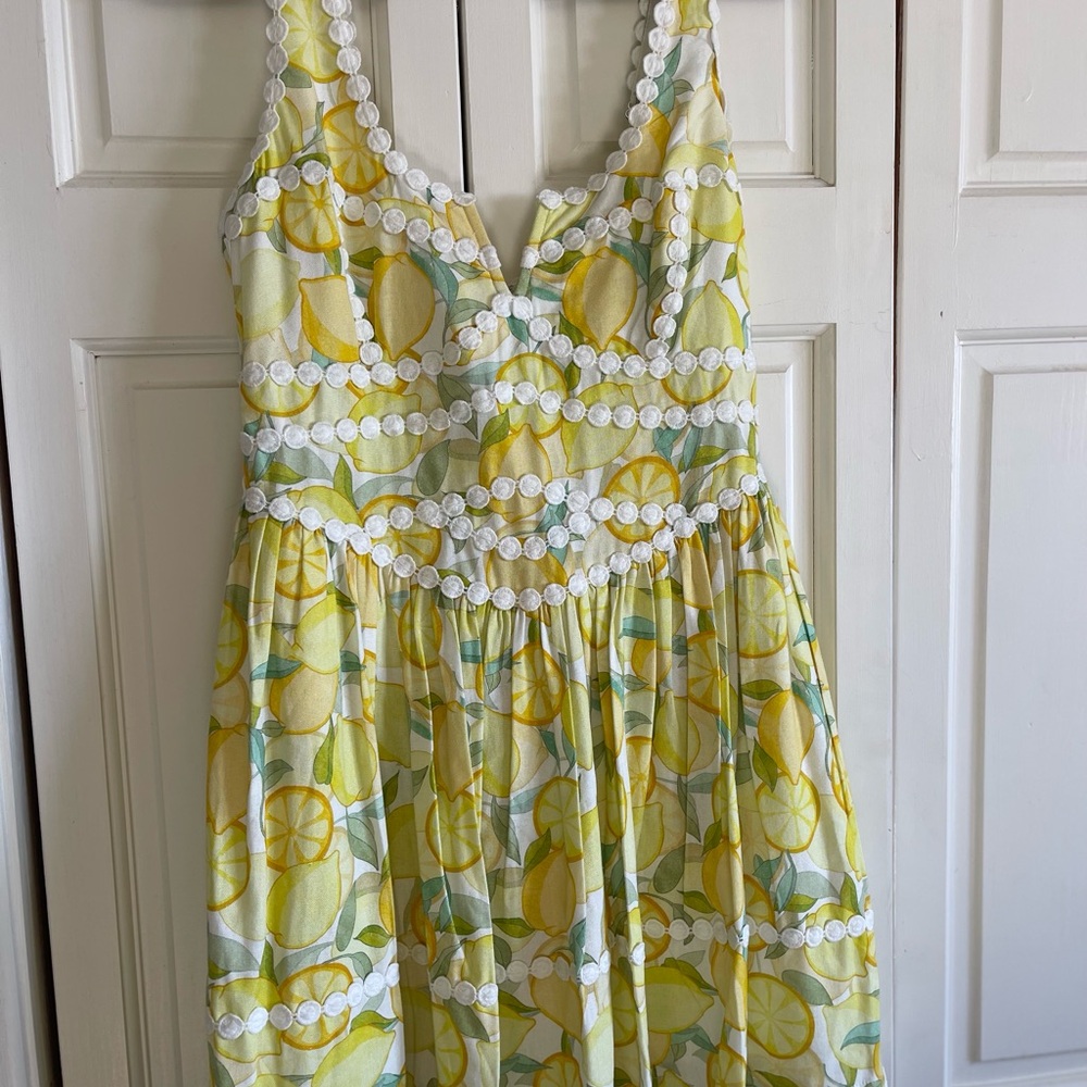 Avec Les Filles Citrus Print Sleeveless Dress Sz 8